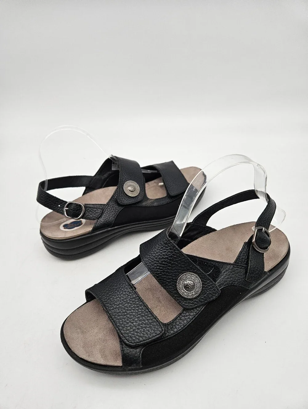 Dr. Comfort Lana Slingback Sandals Diabetic Black Pebbled Leather Womens Size 10